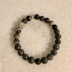 Silver Leaf Gemstone Beaded Bracelet